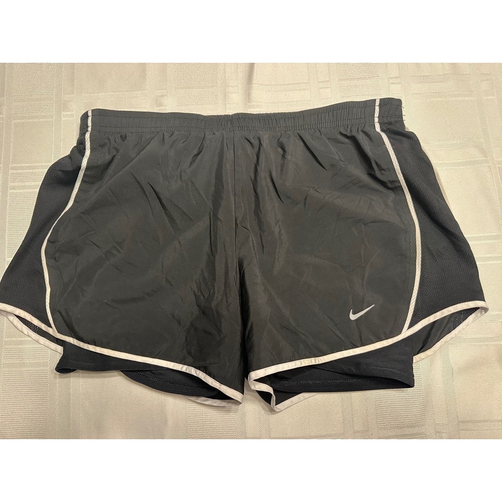 Nike Shorts Women M Black Dri-FIT Running 2-in-1 Compression Liner Mesh Trim